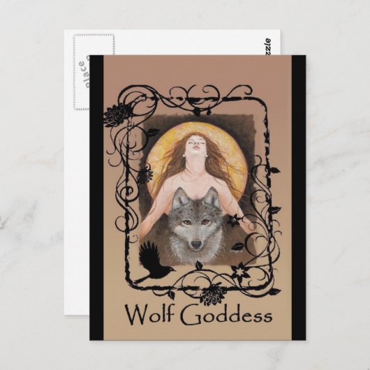 Wolf Goddess briefkaart van Lori Karels (Voorkant / Achterkant)