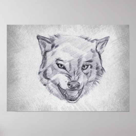 Wolf - Grafisch Tekenen Poster (Voorkant)