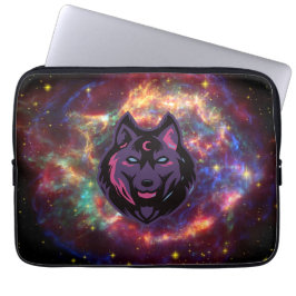 Wolf Graphic Art, Paarse kosmische wolf Laptop Sleeve