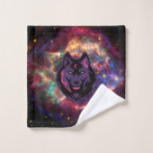 Wolf Graphic Illustration, Cosmic Background Bad Handdoek (Wasdoekje)