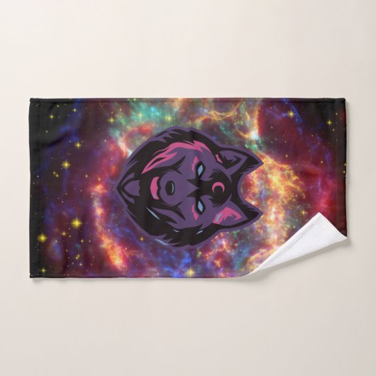 Wolf Graphic Illustration, Cosmic Background Bad Handdoek (Handdoek)