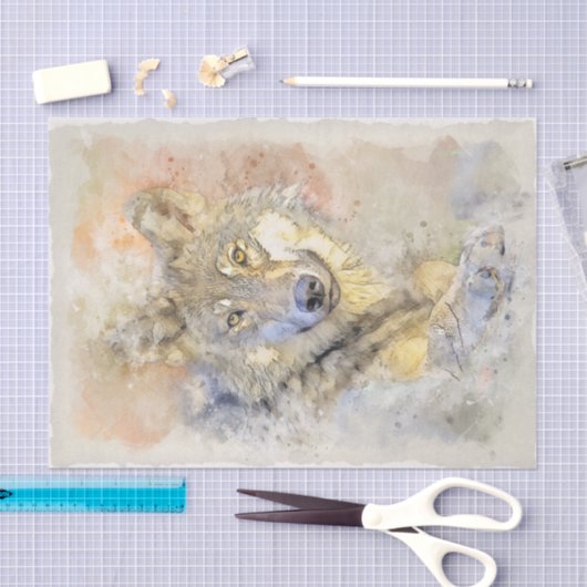 Wolf Gray Hunter Autumn Waterverf Tissuepapier (Craft)