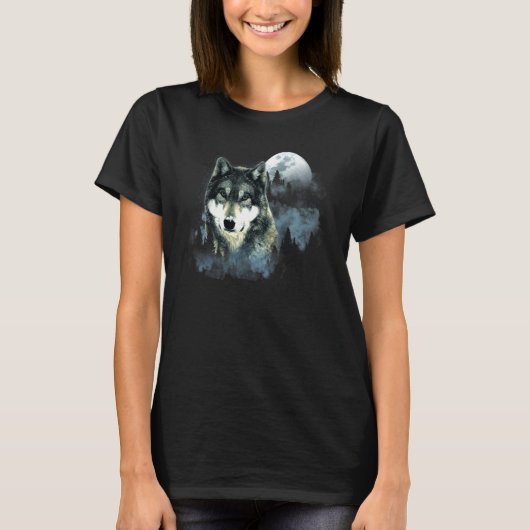 Wolf Grijze Wolf Jachtterrein Icy Moon Forest Gal T-shirt (Voorkant)