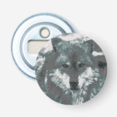 Wolf, groen button flesopener (Voorkant)