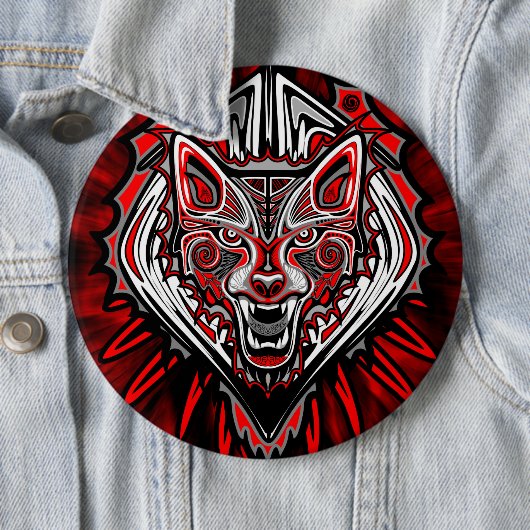 Wolf Haida-stam totemontwerp Ronde Button 6,0 Cm (In situ)