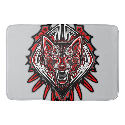 Wolf Haida Tribale Totem Ontwerp Badmat (Voorkant)