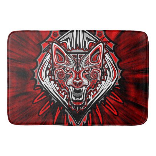 Wolf Haida Tribale Totem Ontwerp Badmat (Voorkant)