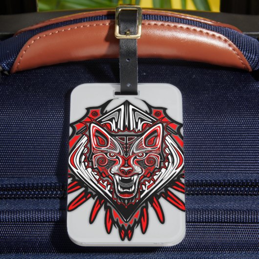 Wolf Haida Tribale Totem Ontwerp Bagagelabel (Voorkant Insitu 2)