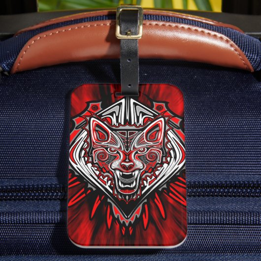 Wolf Haida Tribale Totem Ontwerp Bagagelabel (Voorkant Insitu 2)
