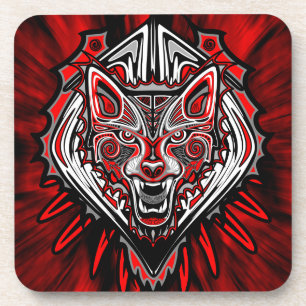 Wolf Haida Tribale Totem Ontwerp Bier Onderzetter