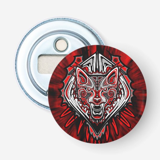 Wolf Haida Tribale Totem Ontwerp Button Flesopener (Voorkant)