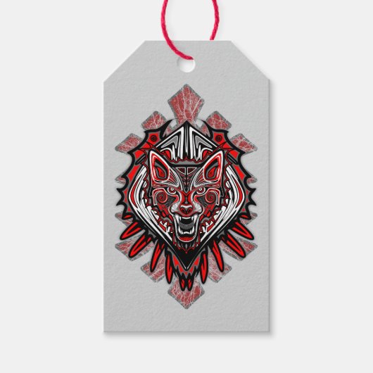 Wolf Haida Tribale Totem Ontwerp Cadeaulabel (Voorkant)