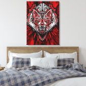 Wolf Haida Tribale Totem Ontwerp Canvas Afdruk (Insitu (Slaapkamer))