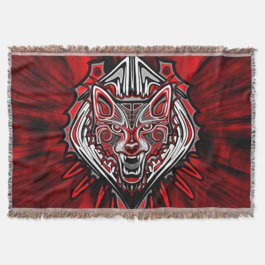 Wolf Haida Tribale Totem Ontwerp Deken (Voorkant)