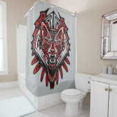Wolf Haida Tribale Totem Ontwerp Douchegordijn (In situ)