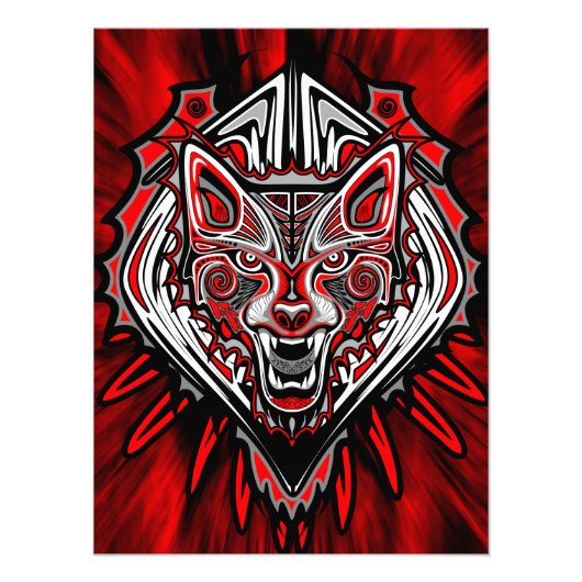 Wolf Haida Tribale Totem Ontwerp Foto Afdruk (Voorkant)