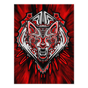 Wolf Haida Tribale Totem Ontwerp Foto Afdruk
