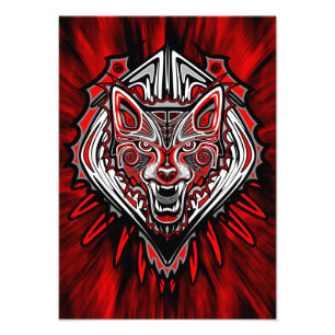 Wolf Haida Tribale Totem Ontwerp Foto Afdruk