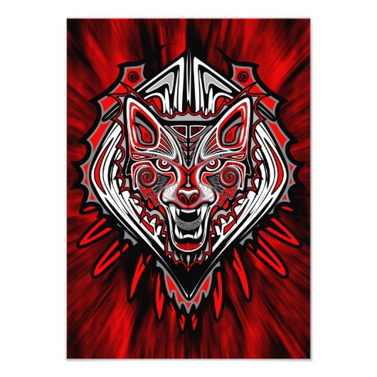 Wolf Haida Tribale Totem Ontwerp Foto Afdruk (Voorkant)