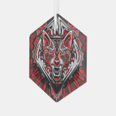 Wolf Haida Tribale Totem Ontwerp Glas Ornament (Voorkant links)