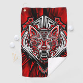 Wolf Haida Tribale Totem Ontwerp Golfhanddoek (Insitu)