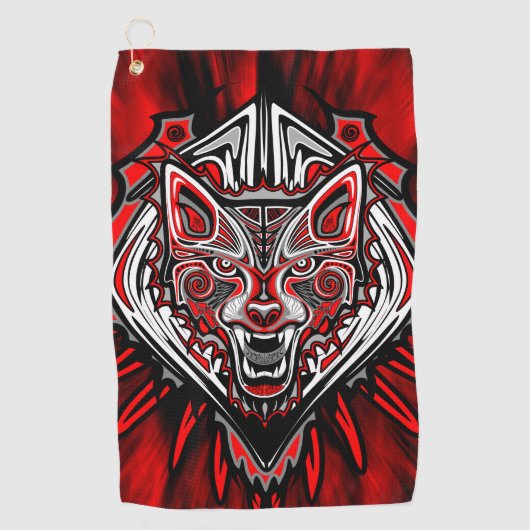 Wolf Haida Tribale Totem Ontwerp Golfhanddoek (Voorkant)