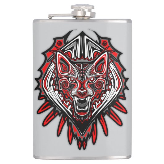 Wolf Haida Tribale Totem Ontwerp Heupfles (Voorkant)