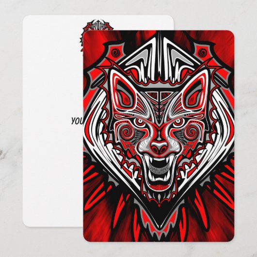Wolf Haida Tribale Totem Ontwerp Kaart (Voorkant / Achterkant)