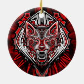 Wolf Haida Tribale Totem Ontwerp Keramisch Ornament (Achterkant)