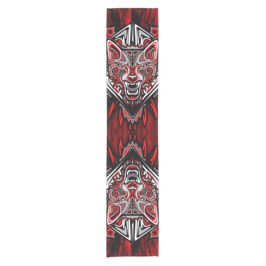 Wolf Haida Tribale Totem Ontwerp Korte Tafelloper (Voorkant)
