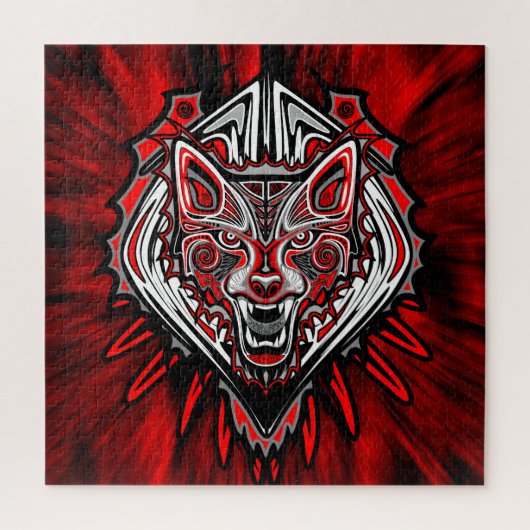 Wolf Haida Tribale Totem Ontwerp Legpuzzel (Verticaal)