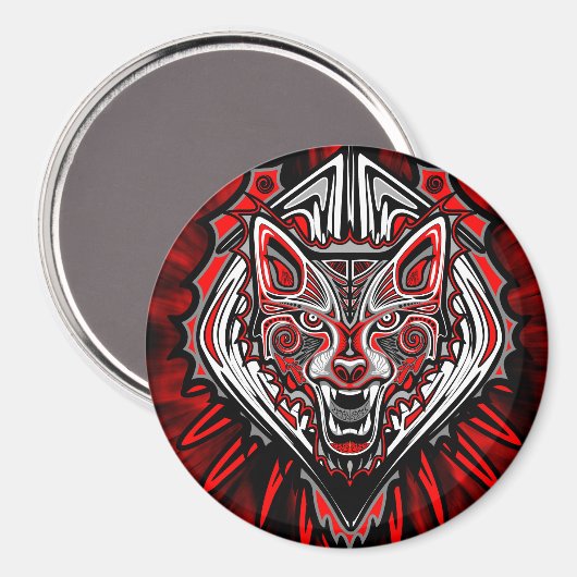 Wolf Haida Tribale Totem Ontwerp Magneet (Voorkant / Achterkant)