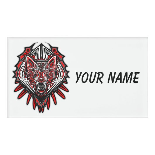Wolf Haida Tribale Totem Ontwerp Naambadge (Voorkant)