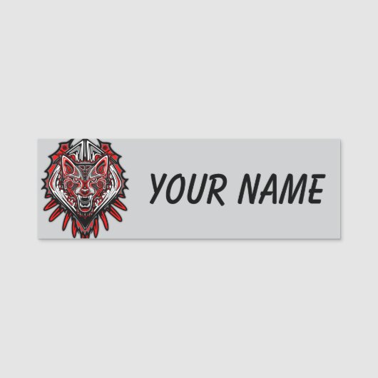 Wolf Haida Tribale Totem Ontwerp Naamplaatje (Voorkant)