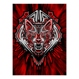 Wolf Haida Tribale Totem Ontwerp Perfect Poster