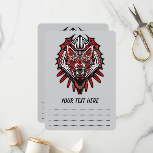 Wolf Haida Tribale Totem Ontwerp Programmakaart (Voorkant / Achterkant in situ)