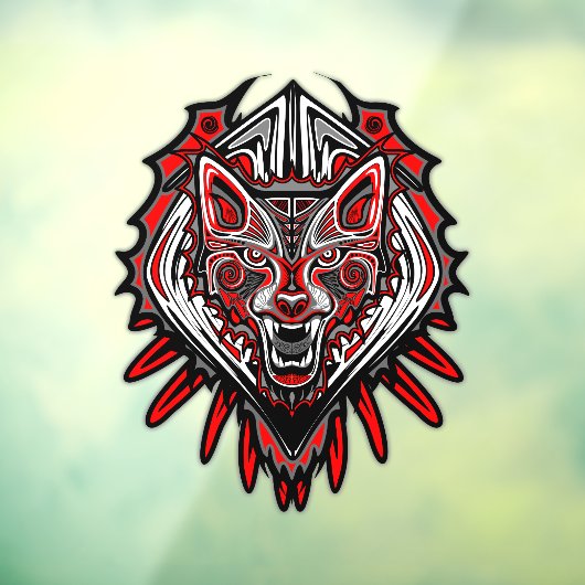Wolf Haida Tribale Totem Ontwerp Raamsticker (Vel 3)