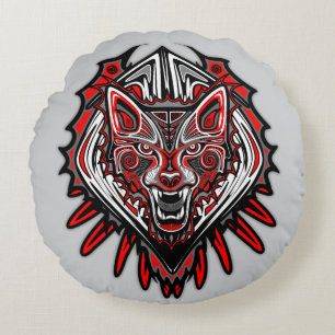 Wolf Haida Tribale Totem Ontwerp Rond Kussen