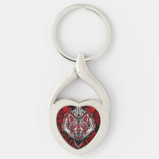 Wolf Haida Tribale Totem Ontwerp Sleutelhanger (Voorkant)