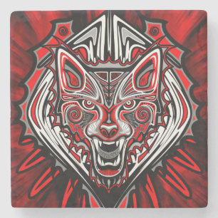 Wolf Haida Tribale Totem Ontwerp Stenen Onderzetter