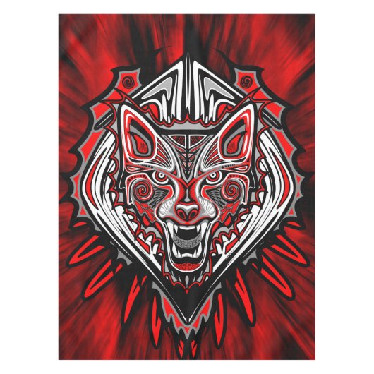 Wolf Haida Tribale Totem Ontwerp Tafelkleed (Voorkant)