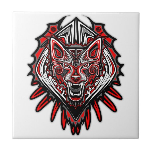 Wolf Haida Tribale Totem Ontwerp Tegeltje (Voorkant)