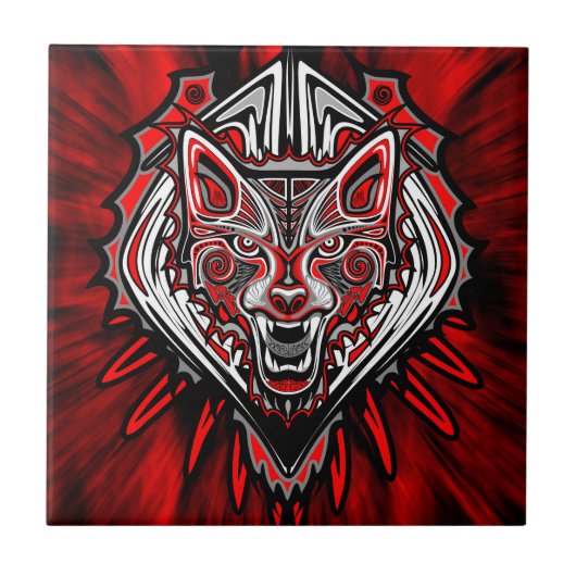 Wolf Haida Tribale Totem Ontwerp Tegeltje (Voorkant)
