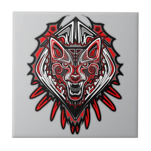 Wolf Haida Tribale Totem Ontwerp Tegeltje (Voorkant)