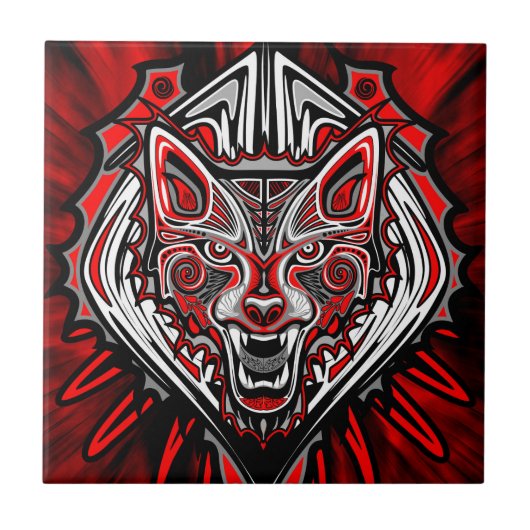 Wolf Haida Tribale Totem Ontwerp Tegeltje (Voorkant)