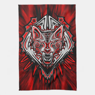 Wolf Haida Tribale Totem Ontwerp Theedoek