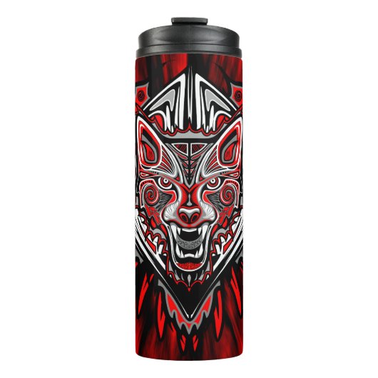 Wolf Haida Tribale Totem Ontwerp Thermosbeker (Voorkant)