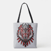 Wolf Haida Tribale Totem Ontwerp Tote Bag (Achterkant)