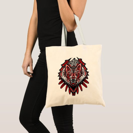 Wolf Haida Tribale Totem Ontwerp Tote Bag (Voorkant (product))
