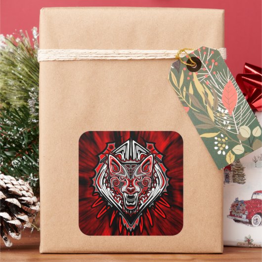 Wolf Haida Tribale Totem Ontwerp Vierkante Sticker (Feestdagen)